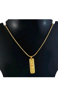 Chains & Locket - Golden Ram Naam Locket With Chain Gold Plated Shri Ram Engraved Ram Name Letter Pendant Daily Use Jewelry for Men-Women & Girls-Boys (1 Pc)