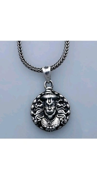 Chains & Locket - Style Hindu Lord Bajrangbali Hanuman Face Locket With Chain idol Monkey God of Devotion Locket Silver Zinc And Metal Pendant Necklace Chain For Men And Women (1 PC)