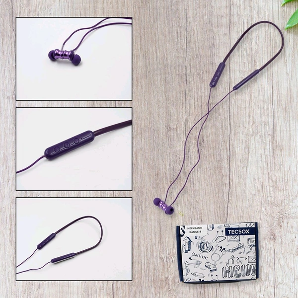 Tecsox Bluetooth Headphone Neckband Sweat Resistant, Magnetic Earbuds (1 Pc)