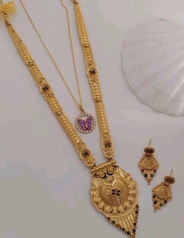 Micro Gold Plated Rani Haar With Earring - Gold