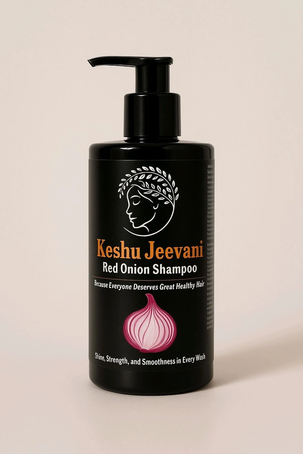 Keshu Jeevani Red Onion Shampoo | Ayurvedic Hair Care for Growth and Shine - 400 ML.