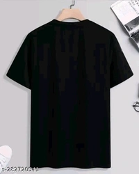 Printed Round Men's Black Tshirt 