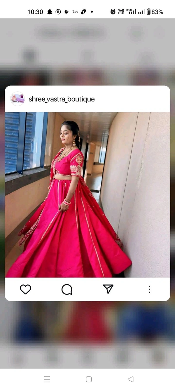 Rani Pink Lehenga With Designer Duppta On Rent  - Any Size Available