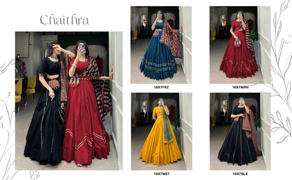 Wrap yourself in the elegance of pure cotton with delicate Gota Patti touch-ups, perfect for any festive occasion 🥰navratri collection - #lehengacholi #cottonlehengacholi #chaniyacholi #ghaghracholi #traditionallehenga #cottonchaniyacholi #garbadress #printednavratrilehenga  