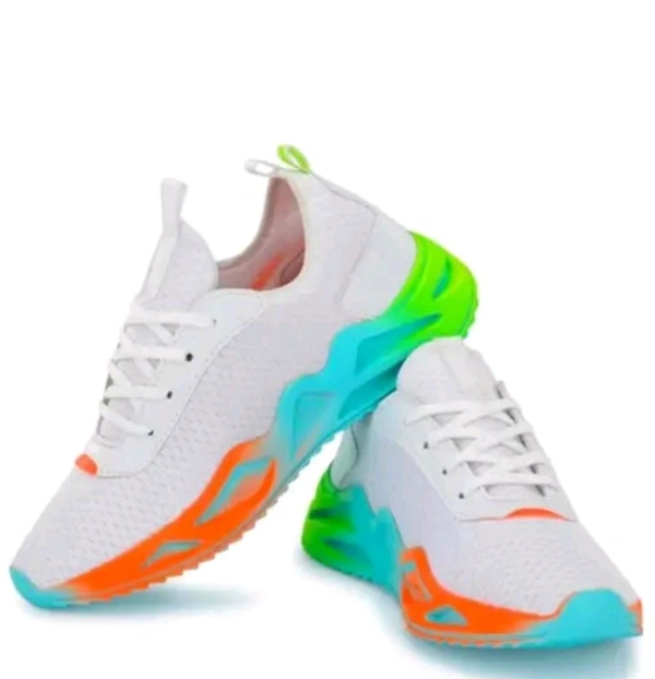 White Sport Shoes For Men With Vibrant Sale Design  - White, IND 6