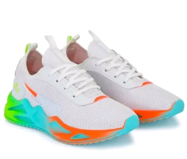 White Sport Shoes For Men With Vibrant Sale Design  - White, IND 6