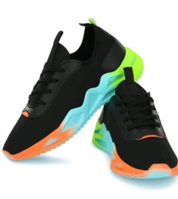 Black Sport Shoes For Men With Vibrant Sale Design - Black, IND 9