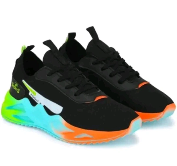 Black Sport Shoes For Men With Vibrant Sale Design - Black, IND 9
