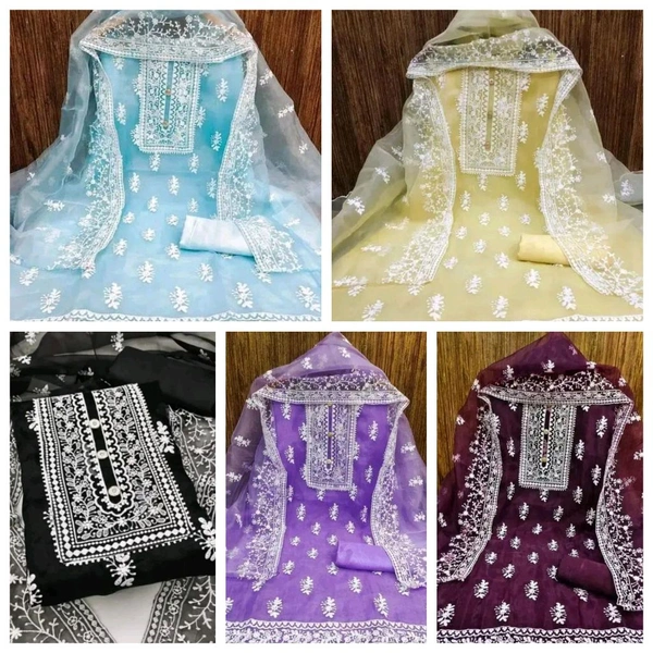 Unstiched Exlusive Super Best Collection Organza Party Wear Fancy Dresh - Unstiched
