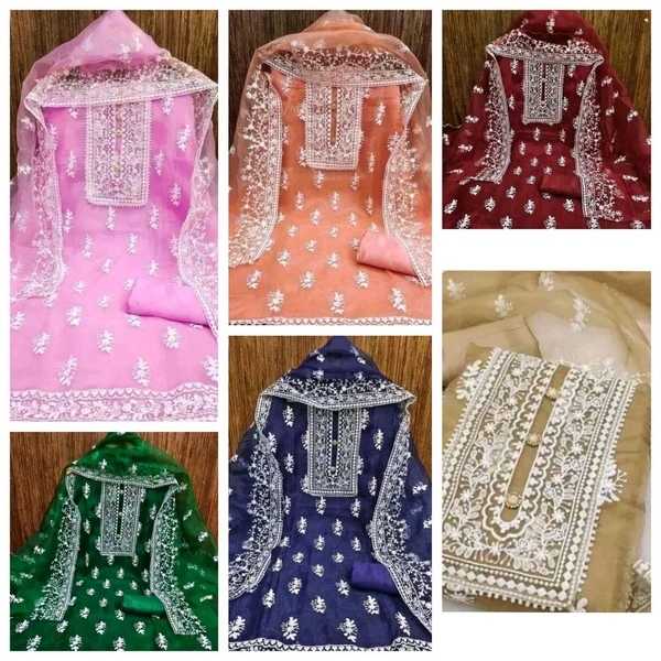 Unstiched Exlusive Super Best Collection Organza Party Wear Fancy Dresh - Unstiched
