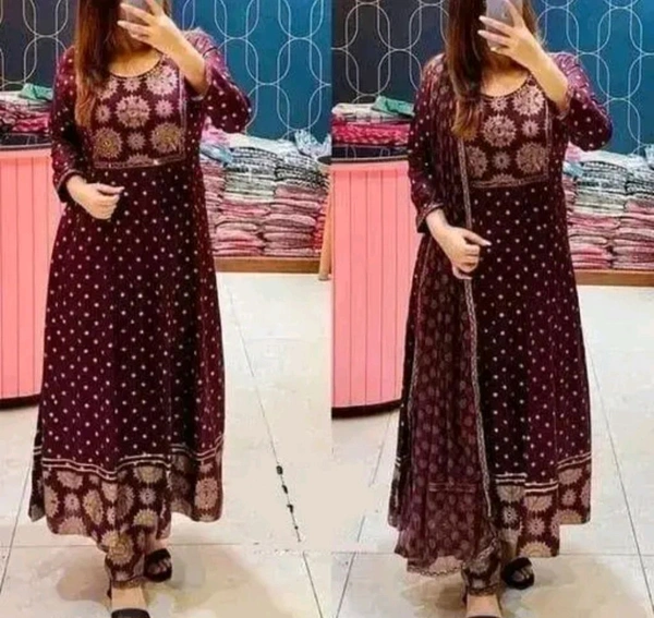 8.one Anarkali Dupatta Set Women Printed Anarkali Kurta  - L