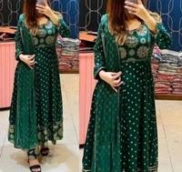 8.one Anarkali Dupatta Set Women Printed Anarkali Kurta  - L