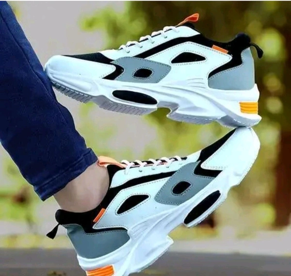 Corstyal men casual comfortably fancy Stylish sneakers outdoor shoes - White, Ind 7
