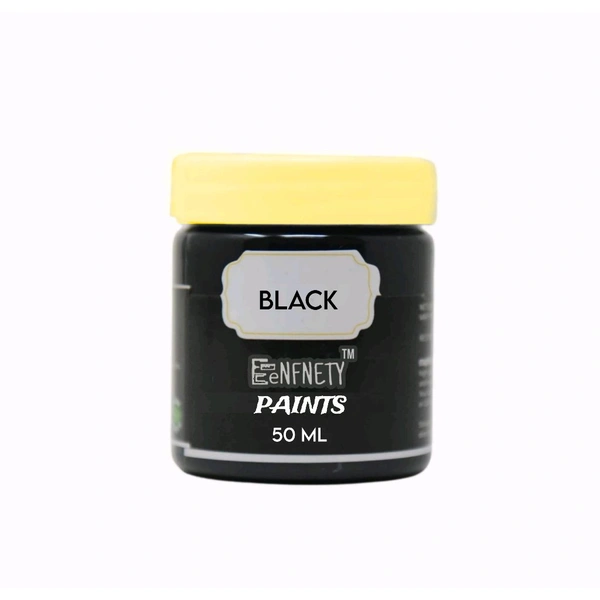 Eenfnety ™ Acrylic Colour PCENFAC001 Black , 50ml, Art and Craft Paint, DIY Paint, Rich Pigment, Non-Craking Paint for Canvas, Wood, Leather, Earthenware, Metal | Ideal for School Projects, hobbyists, Artists