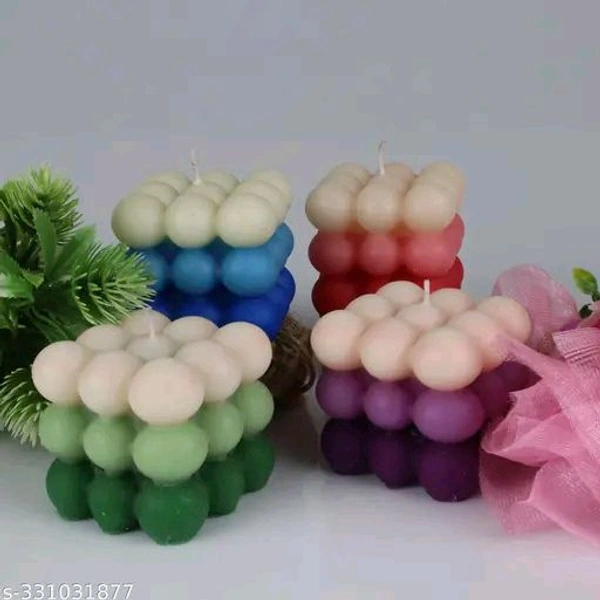 Pure PCENFAP030 Soy Wax Candles| Smokeless Candles| Scented Candles| 3X3 Bubble Candle|White & Pink Color| Set Of 2
 