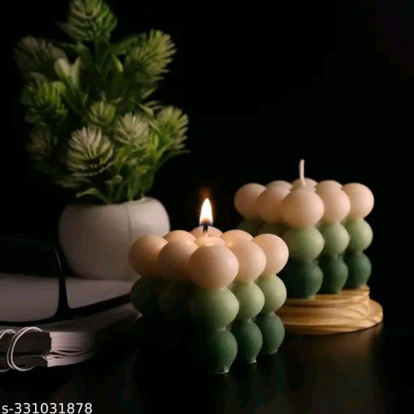 Pure PCENFAP030 Soy Wax Candles| Smokeless Candles| Scented Candles| 3X3 Bubble Candle|White & Pink Color| Set Of 2
 