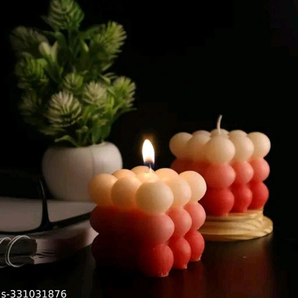 Pure PCENFAP030 Soy Wax Candles| Smokeless Candles| Scented Candles| 3X3 Bubble Candle|White & Pink Color| Set Of 2