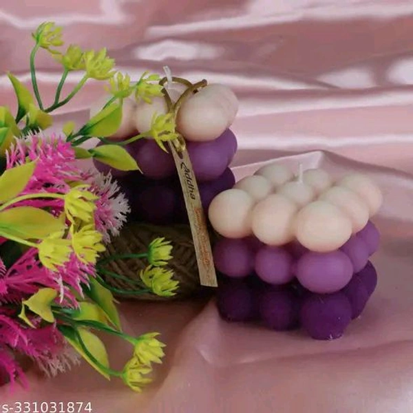 Pure PCENFAP030 Soy Wax Candles| Smokeless Candles| Scented Candles| 3X3 Bubble Candle|White & Pink Color| Set Of 2
 