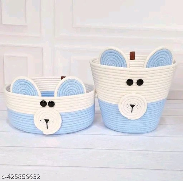  Tamanna PCENFAP033 Matka Cotton Basket for Storage, Kitchen, Baby Clothes (1 Piece, 20x25 cm) –Handcrafted Round Woven Big Size Cartoon Basket for Kids, Toys, Wardrobe, Hamper, Plants (Beige)