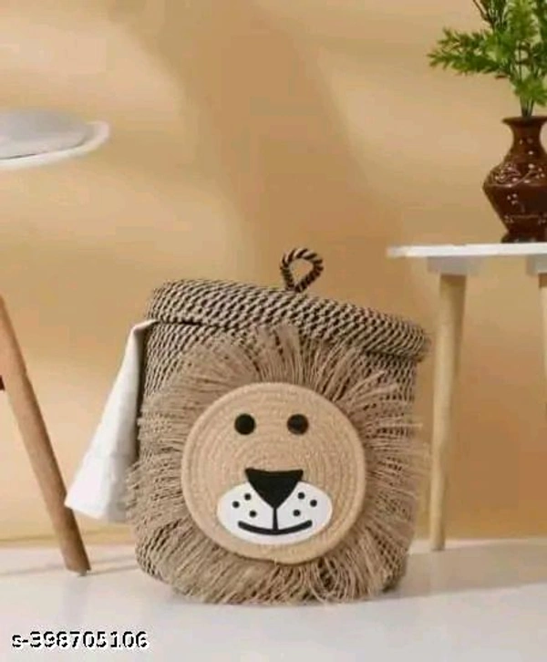  Tamanna PCENFAP033 Matka Cotton Basket for Storage, Kitchen, Baby Clothes (1 Piece, 20x25 cm) –Handcrafted Round Woven Big Size Cartoon Basket for Kids, Toys, Wardrobe, Hamper, Plants (Beige)