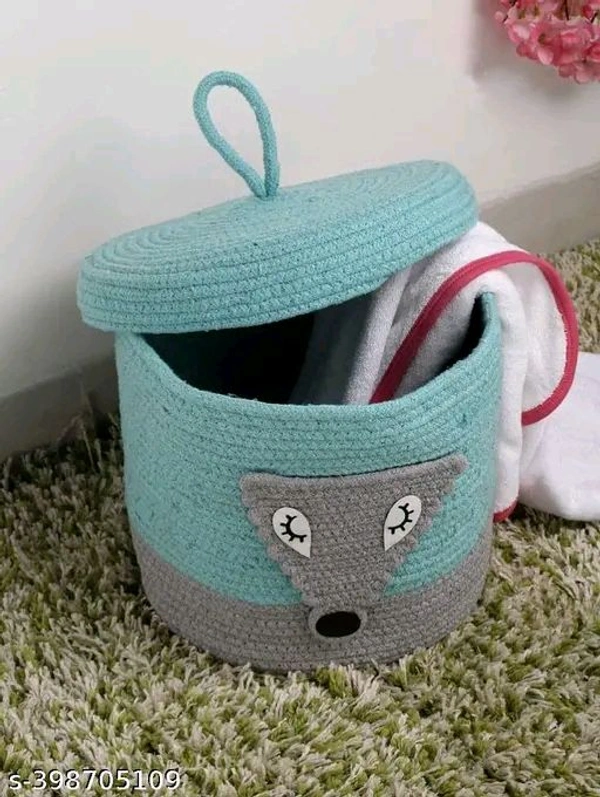  Tamanna PCENFAP033 Matka Cotton Basket for Storage, Kitchen, Baby Clothes (1 Piece, 20x25 cm) –Handcrafted Round Woven Big Size Cartoon Basket for Kids, Toys, Wardrobe, Hamper, Plants (Beige)