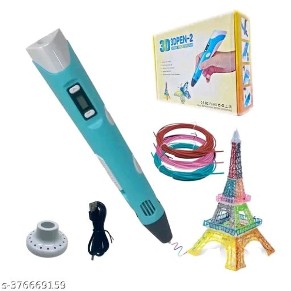 Qatalitic PCENF5441 3D Printing Pen with Adapter, LCD Display with Free Refill PLA Filaments, Easy to Use for kids to doodle and sketch in 3D, Ready to  