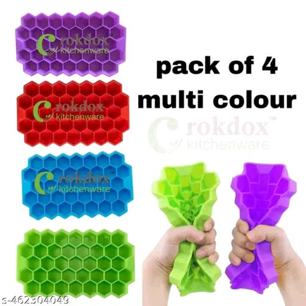 Crockdox® PCENFAP046 Honey Freezer Tray 37  Ice Cube Mould Flexible Tray for Freezer, Chocolate Cake Maker, Ice Trays for Chilled Drinks, Reusable(Pack of 4 Multi colour)
 