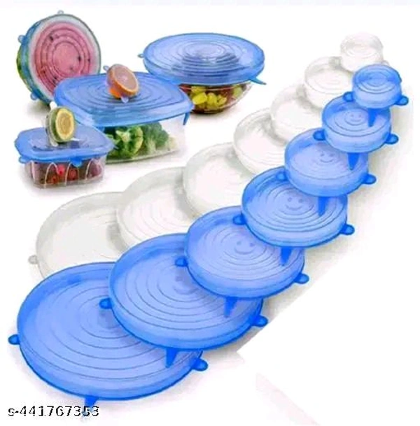 Silicone PCENF5432 Any Colour 6 Lids Stretchable Cover for Bowls, Bottles, Food, Glass Cups Use in Microwave Small | Large|Medium Size Set of 6
 