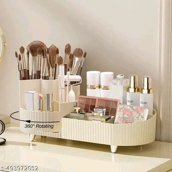 Rotating PCENFAP050 Makeup Organizer For Vanity, 360° Rotating Bathroom Organizer, Cosmetic Toiletries Perfume Storage Organizer for Dressing Table Countertop Bedroom Bathroom Makeup Room (ivory)
 