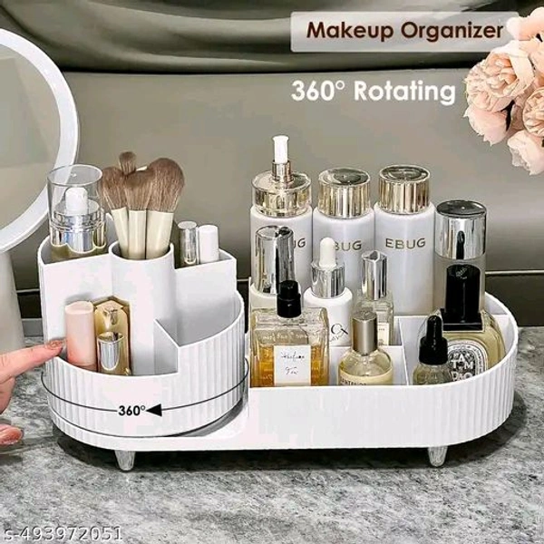 Rotating PCENFAP050 Makeup Organizer For Vanity, 360° Rotating Bathroom Organizer, Cosmetic Toiletries Perfume Storage Organizer for Dressing Table Countertop Bedroom Bathroom Makeup Room (ivory)
 