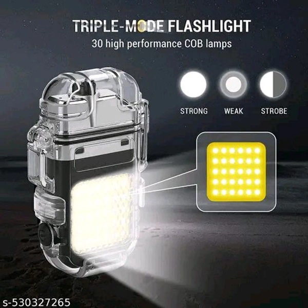 Electric PCENFAP066 Lighter USB Rechargeable Dual Arc Lighters, Cool Plasma Lighter with Waterproof Transparent Shell, 3 Modes COB Flashlight and Detachable Pocket Clip for EDC (Black)
 