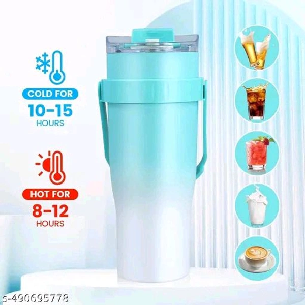1200ml PCENFAP072 Stainless Steel Tumbler with Handle, Dual Lid, Drinking Straw | Hot and Cold Double Vacuum Insulated Flask | Fits Car Cup Holders |
 