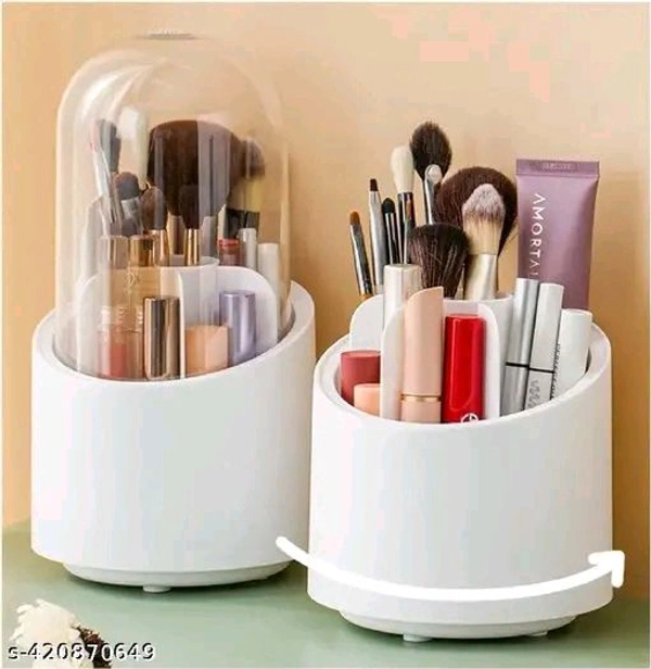 Makeup PCENFAP081 Brush  Organizer with Lid, Rotating Dustproof Make Up Brushes Container with Acrylic Cover, Spinning Cosmetics Holders  