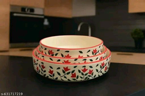 Premium PCENFAP101 Ceramic Bowl Set of 3 | Multi-Purpose Serving Bowls | Microwave & Dishwasher Safe | Ideal for Snacks, Curry, Salad & Kitchen Use
 