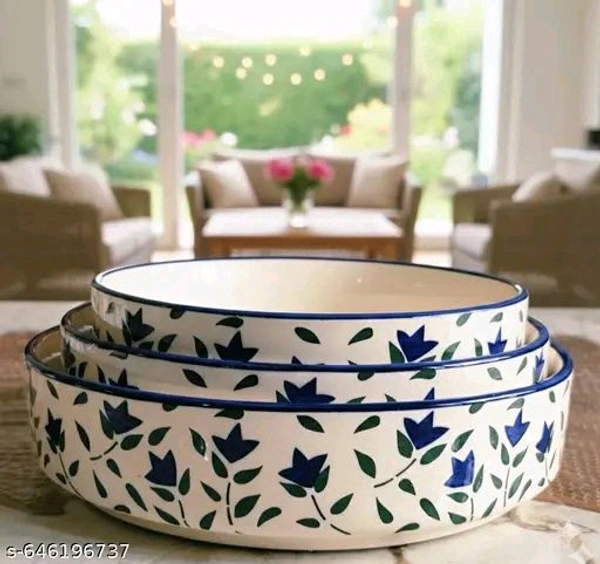 Premium PCENFAP101 Ceramic Bowl Set of 3 | Multi-Purpose Serving Bowls | Microwave & Dishwasher Safe | Ideal for Snacks, Curry, Salad & Kitchen Use
 