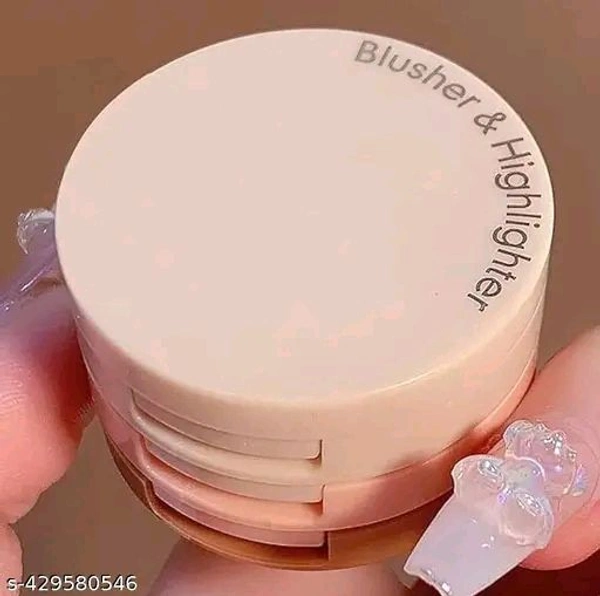 3 in1 face blusher + highlihger with mini compact palette | travel friendly (SHADE A, MINI)
 