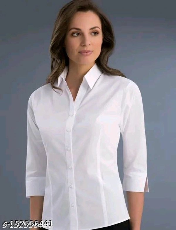 Eenfnety ™ Womens White For Slim half plain Stylish sleeve Fit 3/4 Sleeve Poplin Shirts,Formal Cotton Solid Shirt For Women pant
 
