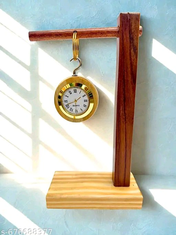 Wooden Hanging Desk Clock Handcrafted Wooden Table Clock for Home and Office Decor
 