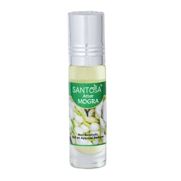 Santosa Mogra (Arabian Jasmine) Attar � Long-Lasting Ittar for Men & Women | Perfect for Gym & Everyday Use (6ml (Pack of 1))