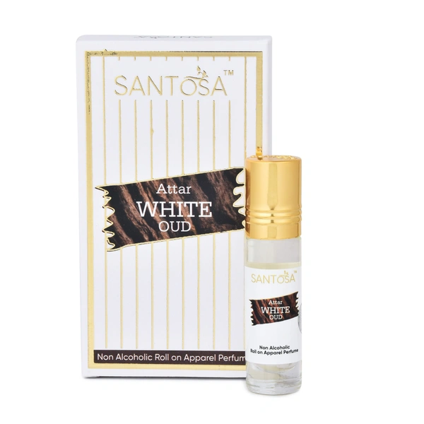 Santosa White Oud Non-Alcoholic Roll-On Attar Perfume - Long-Lasting Itra for Men & Women | Premium Ittar with White Oud Essence (6ml (Pack of 1))
