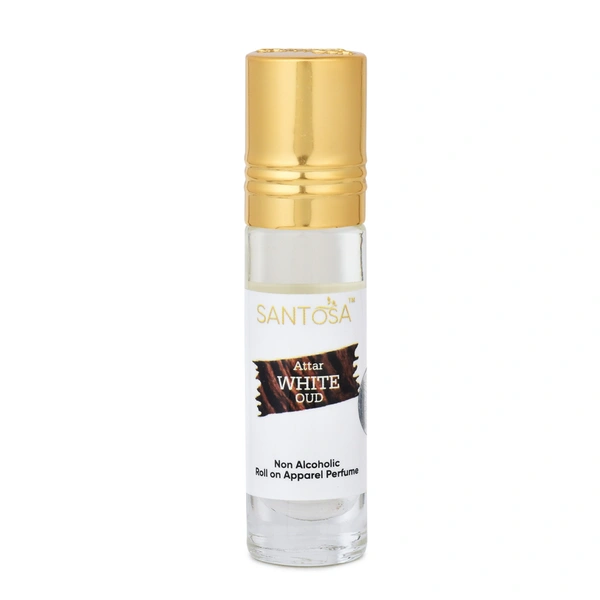 Santosa White Oud Non-Alcoholic Roll-On Attar Perfume - Long-Lasting Itra for Men & Women | Premium Ittar with White Oud Essence (6ml (Pack of 1))