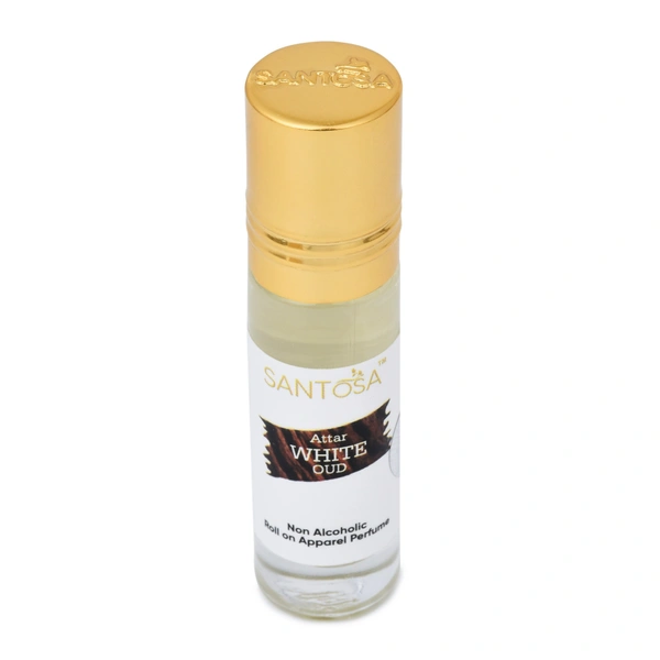 Santosa White Oud Non-Alcoholic Roll-On Attar Perfume - Long-Lasting Itra for Men & Women | Premium Ittar with White Oud Essence (6ml (Pack of 1))
