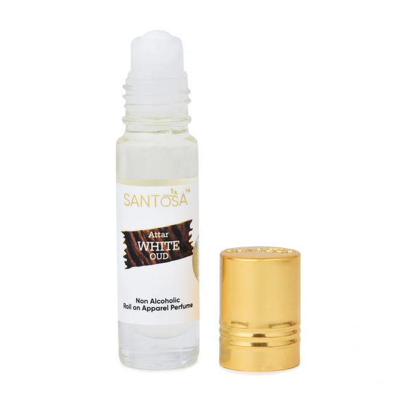 Santosa White Oud Non-Alcoholic Roll-On Attar Perfume - Long-Lasting Itra for Men & Women | Premium Ittar with White Oud Essence (6ml (Pack of 1))