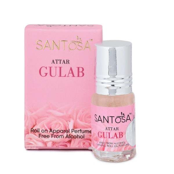 Santosa Rose Attar |Free From Alcohol Apparel Rool on Perfume 3ml | Fragrance, Temple-Ready Roll-On for Khatu Shyam Blessings & Pooja Rituals Pack of 1