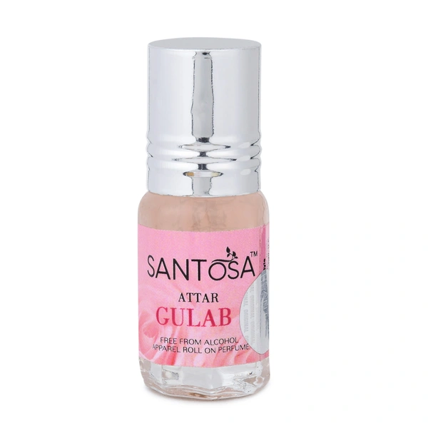 Santosa Rose Attar |Free From Alcohol Apparel Rool on Perfume 3ml | Fragrance, Temple-Ready Roll-On for Khatu Shyam Blessings & Pooja Rituals Pack of 1