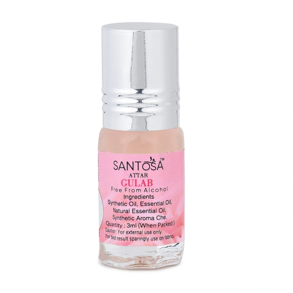 Santosa Rose Attar |Free From Alcohol Apparel Rool on Perfume 3ml | Fragrance, Temple-Ready Roll-On for Khatu Shyam Blessings & Pooja Rituals Pack of 1