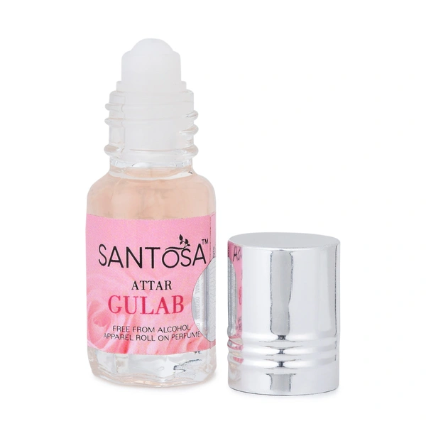 Santosa Rose Attar |Free From Alcohol Apparel Rool on Perfume 3ml | Fragrance, Temple-Ready Roll-On for Khatu Shyam Blessings & Pooja Rituals Pack of 1