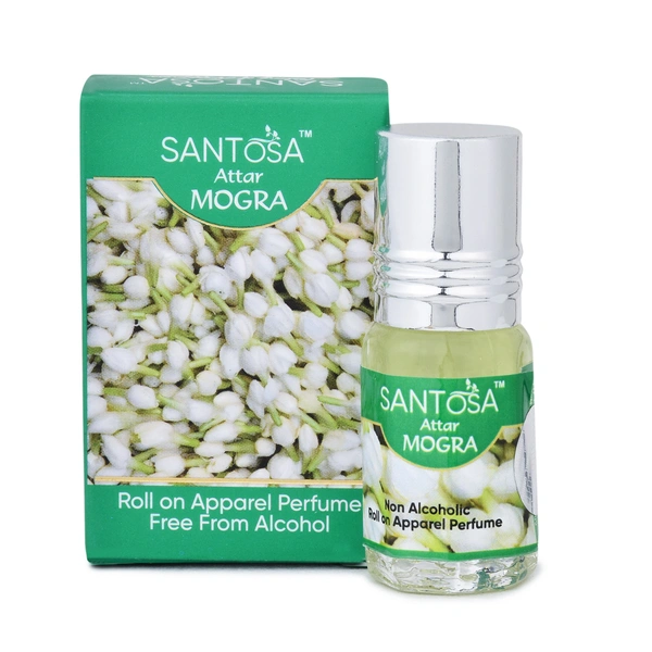 Santosa Mogra Attar |Free From Alcohol Apparel Rool on Perfume 3ml | Fragrance, Temple-Ready Roll-On for Khatu Shyam Blessings & Pooja Rituals Pack of 1