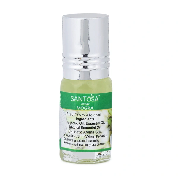 Santosa Mogra Attar |Free From Alcohol Apparel Rool on Perfume 3ml | Fragrance, Temple-Ready Roll-On for Khatu Shyam Blessings & Pooja Rituals Pack of 1