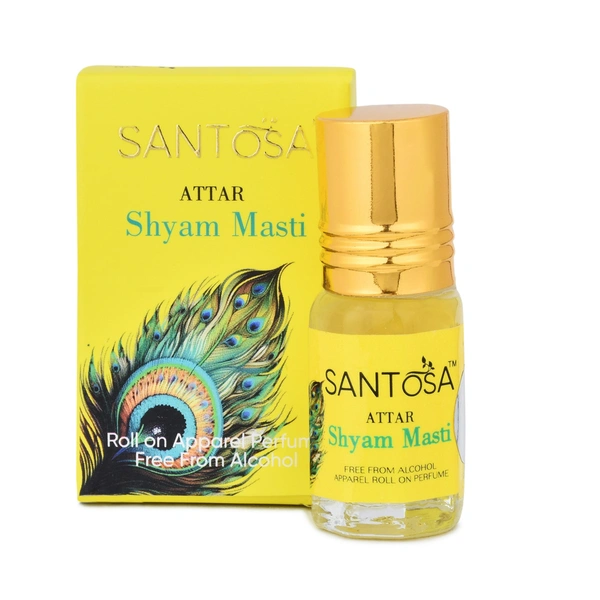 Santosa Shyam Masti Attar 3ml - Alcohol-Free Jasmine, Motia & Mogra Fragrance | Temple-Ready Roll-On for Khatu Shyam Blessings & Pooja Rituals
